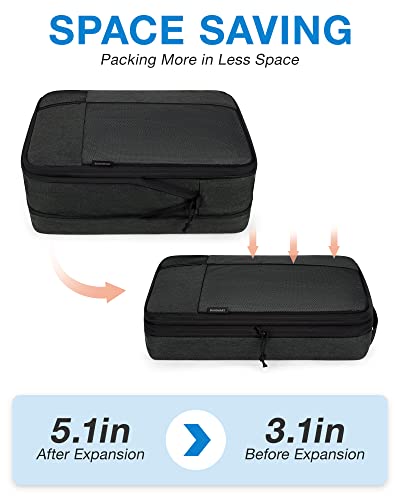 BAGSMART Compression Packing Cubes for Travel, 6 Set - color: 04-Black, size: 6 Set