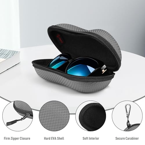 FINTIE Sunglasses Case, Hard EVA Shell Shockproof Sport Glasses Case - color: Dark Grey