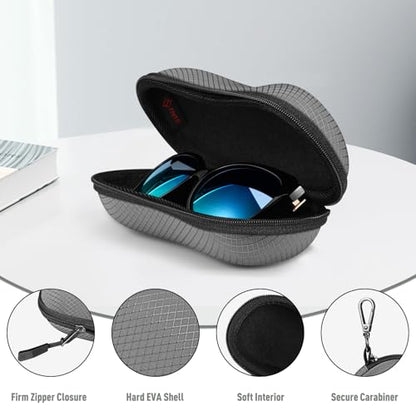 FINTIE Sunglasses Case, Hard EVA Shell Shockproof Sport Glasses Case - color: Dark Grey