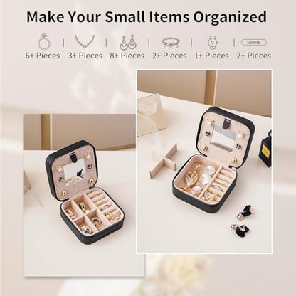 Gothic Skull with Roses Small Travel Jewelry Case with Mirror