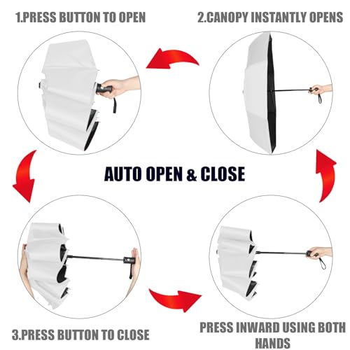 Jexine Windproof Travel Umbrella Compact Small - color: White