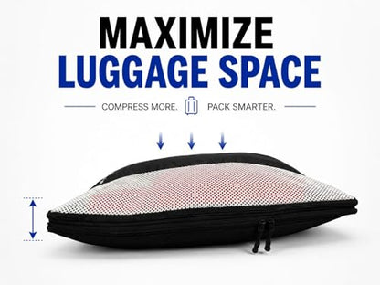 MUVON Compression Packing Cubes, 3 Pack Travel Organizers for Carry-On Luggage, Double-Zipper Compression Bags, Oxford 300D, Black