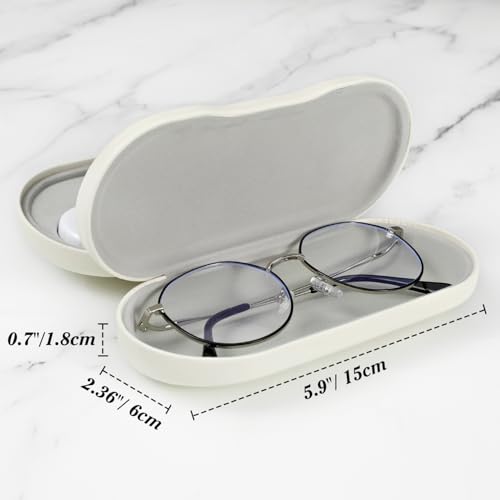 MoKo Double Eyeglass Case,Glasses and contact case 2 in 1 with Mirror - color: Beige
