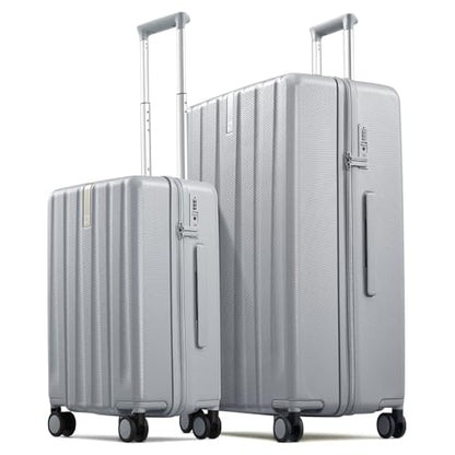 Hanke Upgraded Elite 2 Piece Luggage Set, 20 Inch Carry On & 29 Inch Extra Large Checked Suitcase, PC Hard Shell Suitcases with Wheels, TSA Lock, Explosion-Proof Zipper Travel Set,Grey - color: Grey, size: 2-Piece Set（20/29）