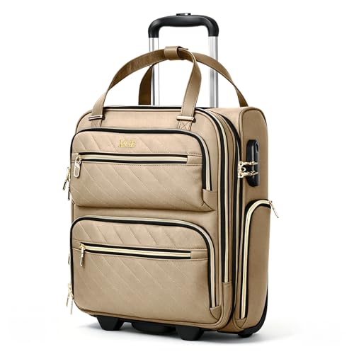 16 Inch Underseat Carry On luggage with wheel,Rolling Small luggage - color: Khaki