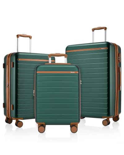 Kono 3-Piece Luggage Set 20/24/28 Expandable Hardshell Long Trip Green - color: Green, size: 3-piece set (20/24/28)