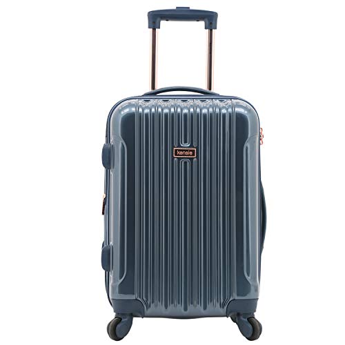 kensie 3 Piece "Alma" Light Metallic Style TSA-Lock Spinner Luggage Set, Midnight Blue Option - color: Midnight Blue, size: 28"/24"/20" (3 Piece Set)