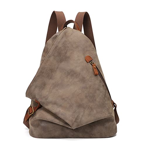 PU Leather Vintage Backpack – Large Casual Daypack Outdoor Travel Rucksack Hiking Backpacks for Men Women - color: 6882-pu-d.coffee