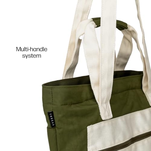 Thread Wallets Utility Tote – Large Travel Tote with Multi-Pocket Design, Laptop Compartment & Work Bag for Women (Scout) - color: Scout