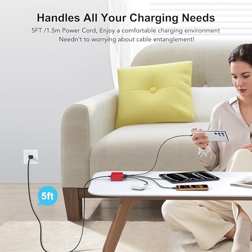 USB C Charger Block, GaN Fast USB Charging Station Hub with 100W Max 6-Port - color: F-Red, size: 100W
