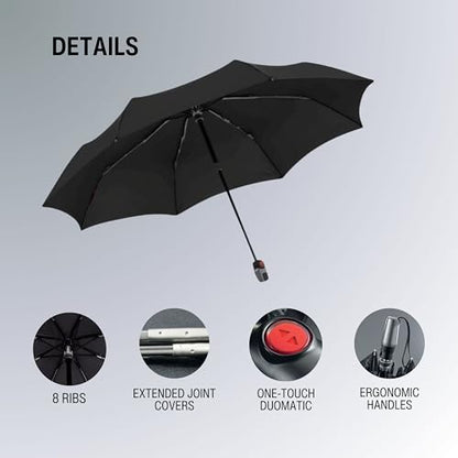 Knirps T.200 Duomatic Compact Lightweight Automatic Travel Umbrella in Botany Shell, Large 38in Canopy, Transparent UPF 50+ Absorbs 95% UVA & 98% UVB Solar Rays, OEKO-TEX Certified, Windproof 93mph - color: Botany Shell UV Protection