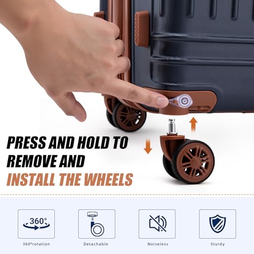KUNEL Luggage Sets 5 Piece, Hardshell Expandable Suitcase, 20/24/28inch - color: Blue