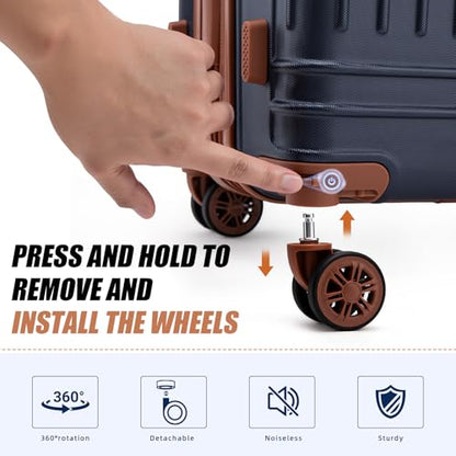 KUNEL Luggage Sets 5 Piece, Hardshell Expandable Suitcase, 20/24/28inch - color: Blue