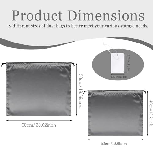 P Pothuiny 2 Pcs Satin Dust Bags for Handbags - color: Gray