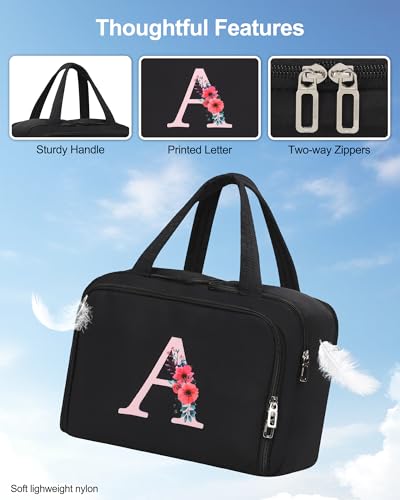 Initial Makeup Bag for Traveling, Personalized Cosmetic Bag for Women, J - style: J