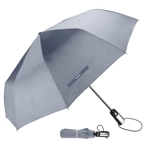 TradMall Travel Umbrella Windproof 46 Inches Canopy, Gray - color: Gray, size: 46 Inches