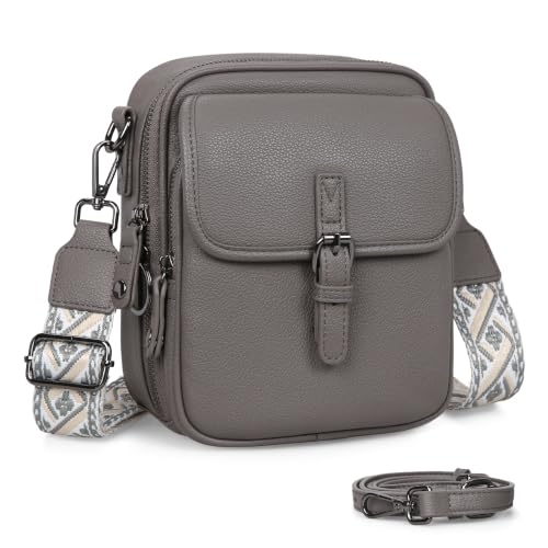 Leather Crossbody Bag for Women Small Anti Theft Messenger Purse - color: Grey