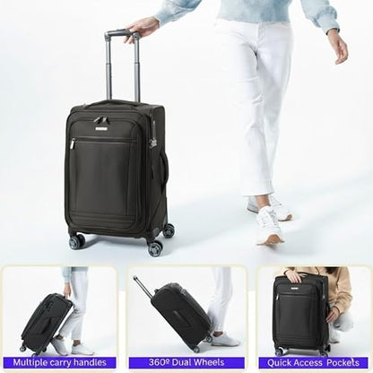 Ricardo Beverly Hills Avalon Softside 2-Piece Luggage Set Made with Sustainable 100% Recycled PET (rPET), Lightweight, Eco-Friendly Travel, Expandable, Dual Spinner Wheels, Black, (20" & 28") - color: Black, size: 2-Piece Set (20, 28)