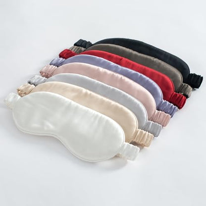 100% 22 Momme 6A Grade Double-Sided Pure Mulberry Silk Eye Mask Soft Breathable Sleep Blindfold with Elastic Headband for Men and Women Pack of 1 (Black) - color: Black