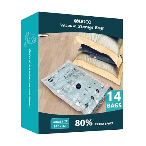 Vacuum Storage Bags, Compression Packing Space Saver Seal Bags for Clothing Bedding Comforters Blankets Pillows, 14 Large - size: 14 Large