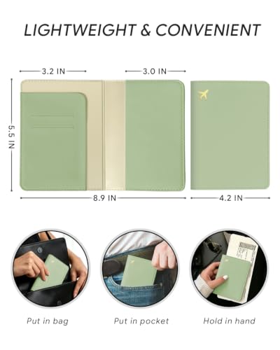 Passport Holder for Travel - RFID Blocking for Women & Men - color: Sage Green
