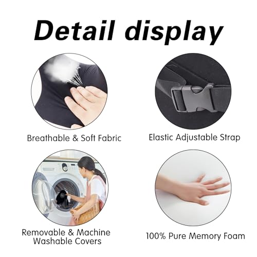 U-Shaped Car Headrest Pillow for Sleeping, 100% Memory Foam Car Pillow - color: Pack of 1/Black/U-shaped