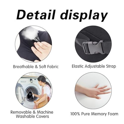 U-Shaped Car Headrest Pillow for Sleeping, 100% Memory Foam Car Pillow - color: Pack of 1/Black/U-shaped