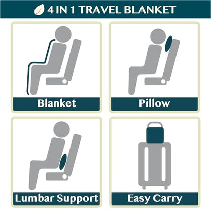 PAVILIA Travel Blanket Pillow, Soft Airplane Blanket 2-IN-1 Combo Set, Plane Blanket Compact Packable, Flight Essentials Car Pillow, Travelers Gift Accessories Luggage Backpack Strap, 60x43 Slate Blue - color: Dusty Blue