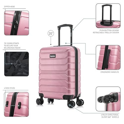 InUSA TREND 20-Inch Carry-On Hardside Spinner Luggage Lightweight Rose Gold - color: Rose Gold, size: 20 Inch