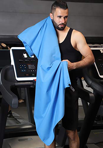 Rainleaf Microfiber Towel Quick Dry Camping & Travel & Gym Towel. Compact - color: Blue, size: 48.00" x 24.00"