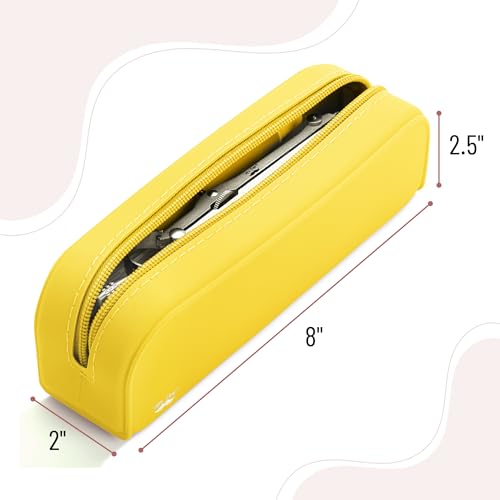 Mr. Pen- Silicone Pencil Case, Aesthetic Pencil Bag for Women, Makeup Pouch - color: Yellow