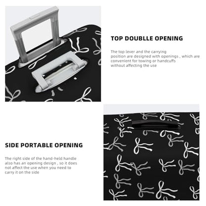 Travel Luggage Cover Black White Bows, High Elasticity Washable Travel Baggage Protector Case Fits 22-24 in - color: Black White Bows, size: 22-24 in