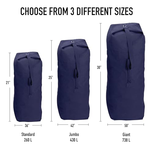 Heavyweight Top Load Canvas Duffle Bag - color: Black, size: 30" X 50"