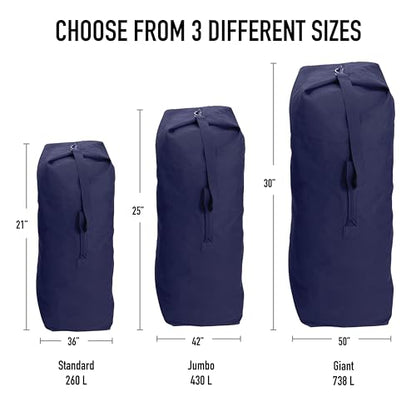 Heavyweight Top Load Canvas Duffle Bag - color: Navy Blue, size: 25" X 42"