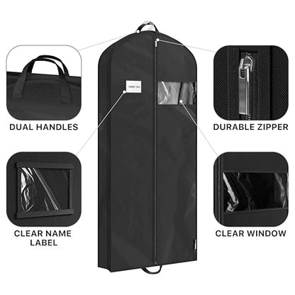Simple Houseware 60" Travel Garment Bag, 5" Gusset Lightweight, 3 Pack - size: 60-Inch, 3-Pack, Black