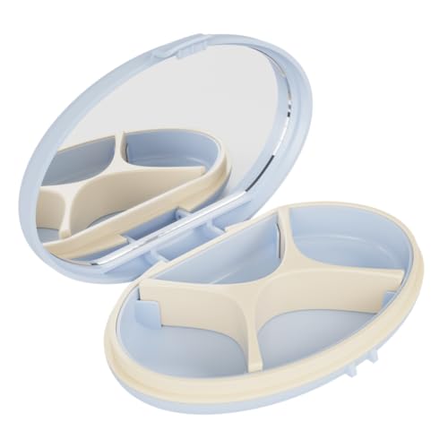 Equadose Oval Compact Pill Case, Portable Organizer with Mirror, Blue - color: Oval/Blue