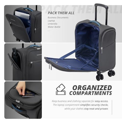 Verage Underseat Carry On Luggage with Wheels,14-Inch,Gray - color: Grey, size: 14-Inch Compact Underseat
