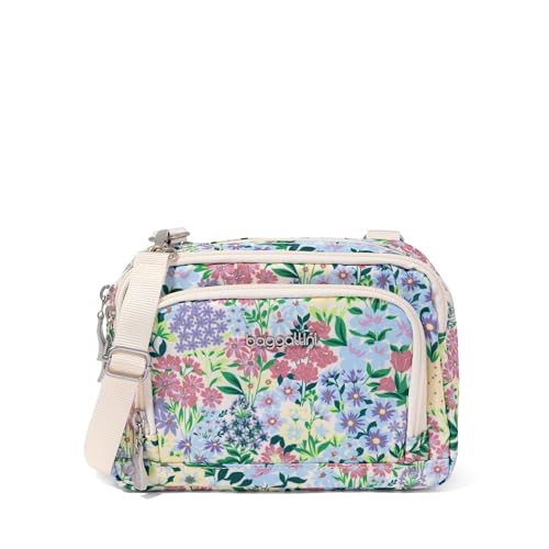 Baggallini Triple Zip with Front Wallet/Trifecta RFID Wallet Crossbody - color: Meadow Print