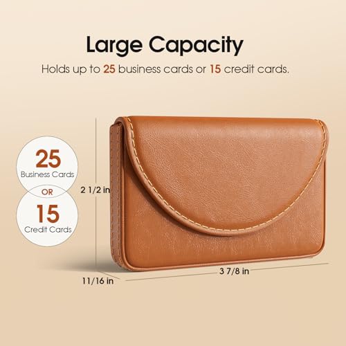 MaxGear Business Card Holder, PU Leather Business Card Case, Light Coffee - color: Light Coffee