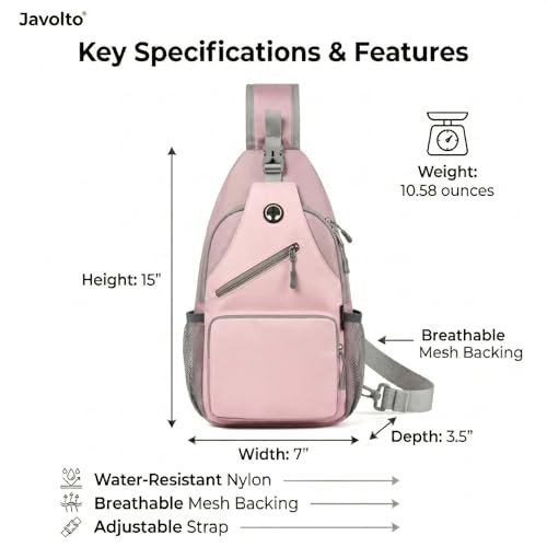 Javolto Crossbody Sling Bag,Small Backpack Men,Hands-Free Shoulder Daypack - color: Pink
