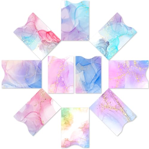 RFID Blocking Sleeves (10 RFID Blocking Sleeves, 10 Unique Designs) Identity Theft Protection Travel Case Set (Pink Marble Style - color: Pink Marble Style