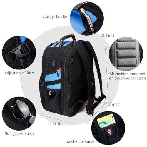 SHRRADOO Large Travel Laptop Backpack for Women, Work College Backpacks - color: Blue