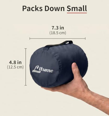 Litume Compact Travel Blanket for Airplane, Fleece, Dark Grey - color: Dark Grey