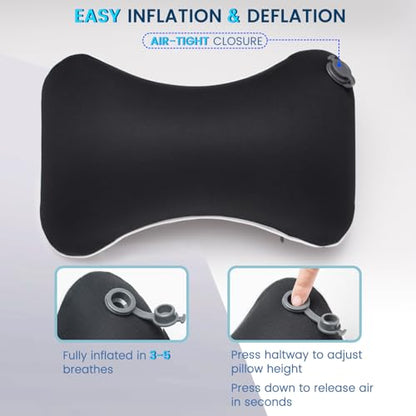 Keemall Inflatable Car Neck Pillow for Driving, Travel, Camping & Office - color: Black, size: Medium