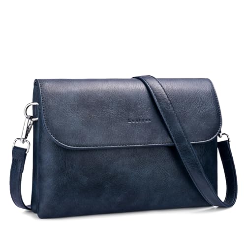RFID Crossbody Bags for Women Vegan Leather with 2 Straps White - color: Blue