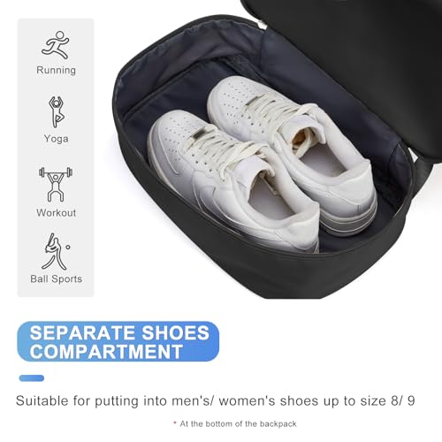 coofay Gym Backpack For Women, Gym Bag with Shoe Compartment - color: A-black, size: Small