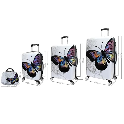 World Traveler Butterfly Luggage, 4-Piece Set - size: 4-Piece Set