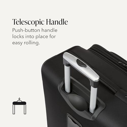 SwissGear Sion Softside Expandable Spinner Luggage Durable Lightweight Travel Suitcase, Black, Checked-Large - color: Black, size: Checked-Large