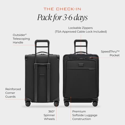 Briggs & Riley Baseline Compact 24 Inch Softside Checked Luggage, Black - color: Black, size: 24" Checked