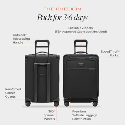 Briggs & Riley Baseline Compact 24 Inch Softside Checked Luggage, Black - color: Black, size: 24" Checked